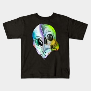 Rainbow Alien Skull Kids T-Shirt